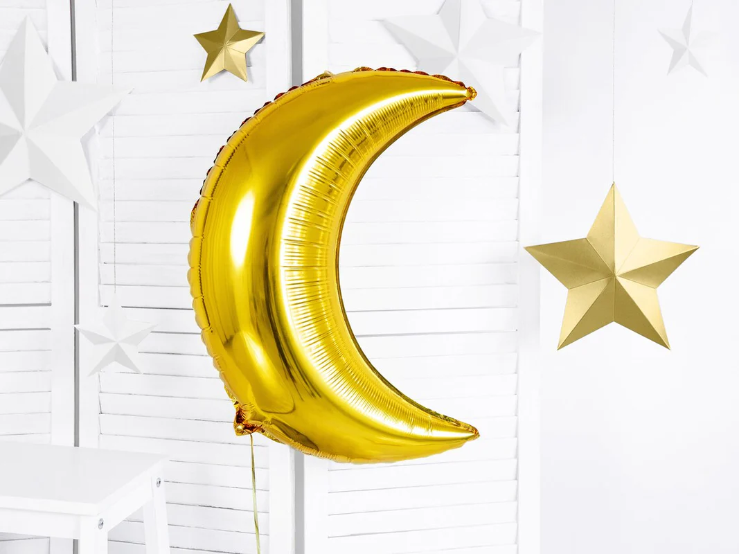 18 Inch Golden Metallic Crescent Moon Shaped Foil Balloon (Pack of 1) - Image 4