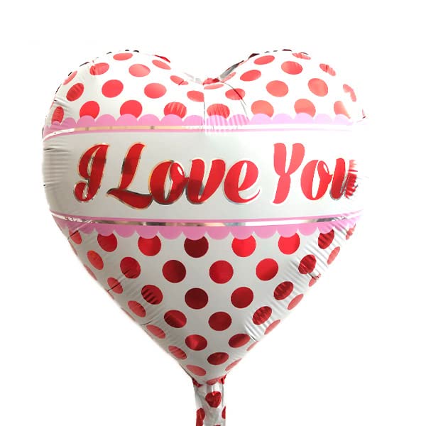 18 Inch Multicolor Heart I Love You Polka Printed Foil Balloon (Pack of 5) - Image 2