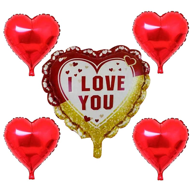 18 Inch Multicolor Heart Shape I Love You Foil Balloon (Pack of 5)