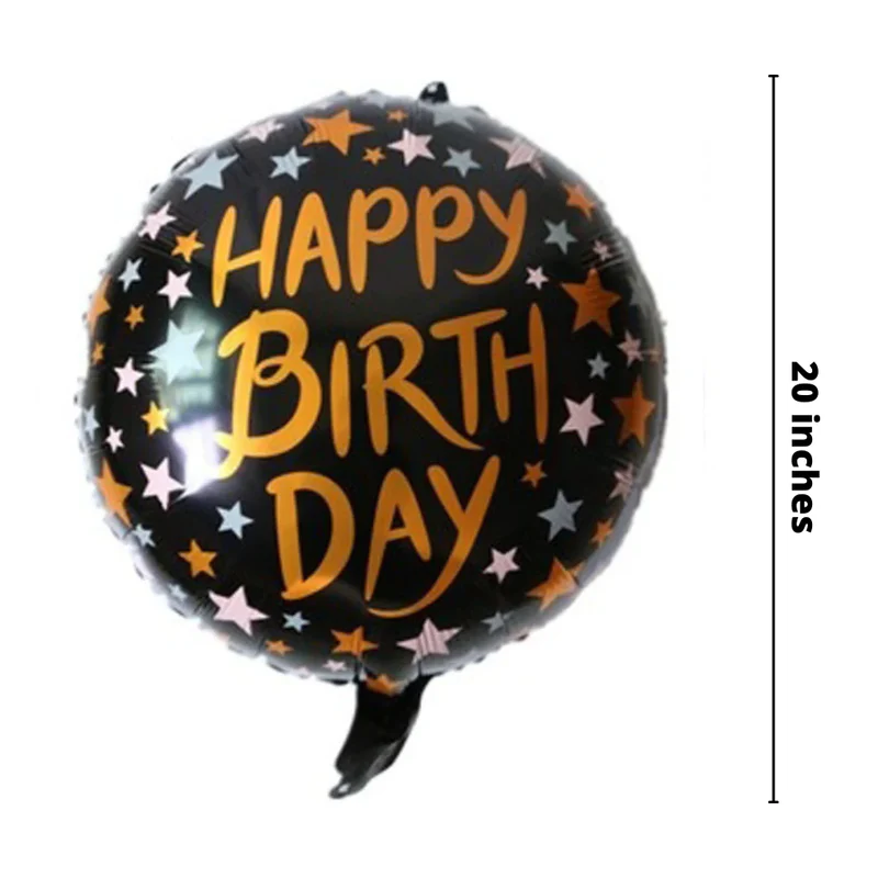 18'' Inch Multicolor Stars Design Happy Birthday Round Shaped Foil Balloon (Pack of 1) - Image 2