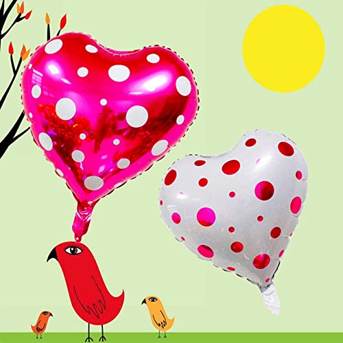 18 Inch Pink Heart Shape Polka Print Foil Balloon - Image 5