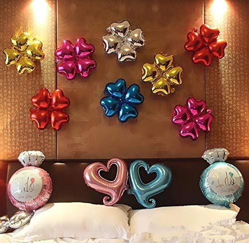 18 Inch Red Four Pestals Flower Shaped Aluminum Foil Balloon (Pack of 1) - Image 4