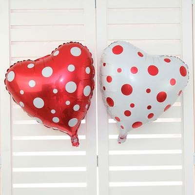 18 Inch Red Heart Shape Polka Print Foil Balloon - Image 3