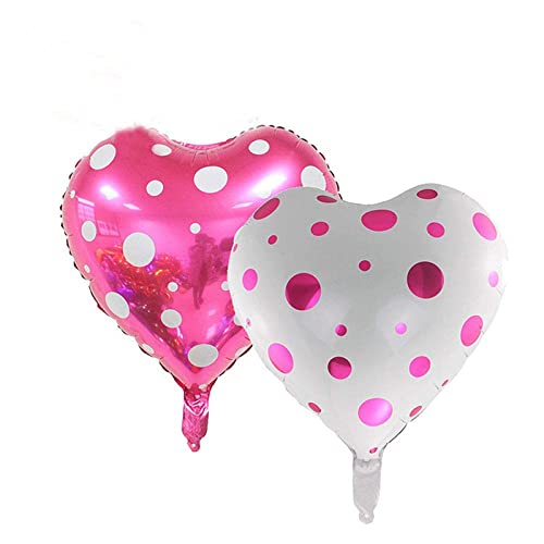 18 Inch White Heart Shape Polka Print Foil Balloon - Image 2