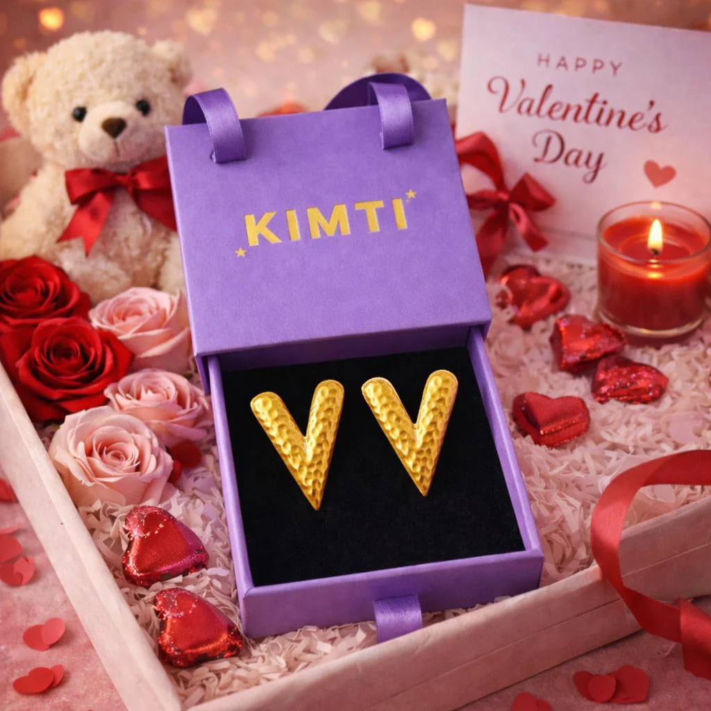 18K Gold Plated As Pretty Heart Stud Earrings