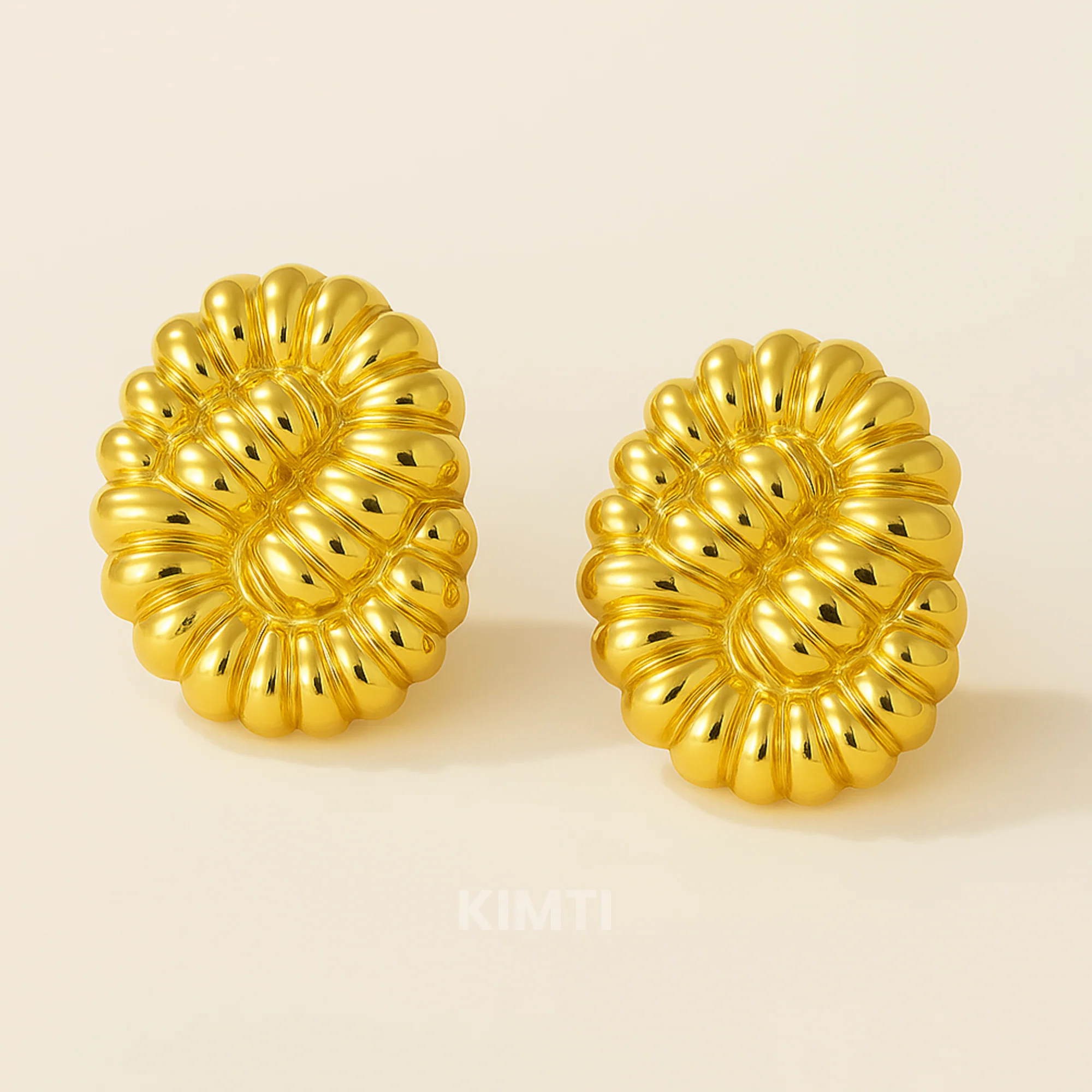 18K Gold Plated Contemporary Shaped Earrings - Image 2