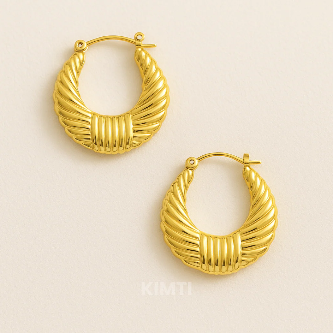 18K Gold Plated Date Hoops Anti Tarnish Earring - Image 16