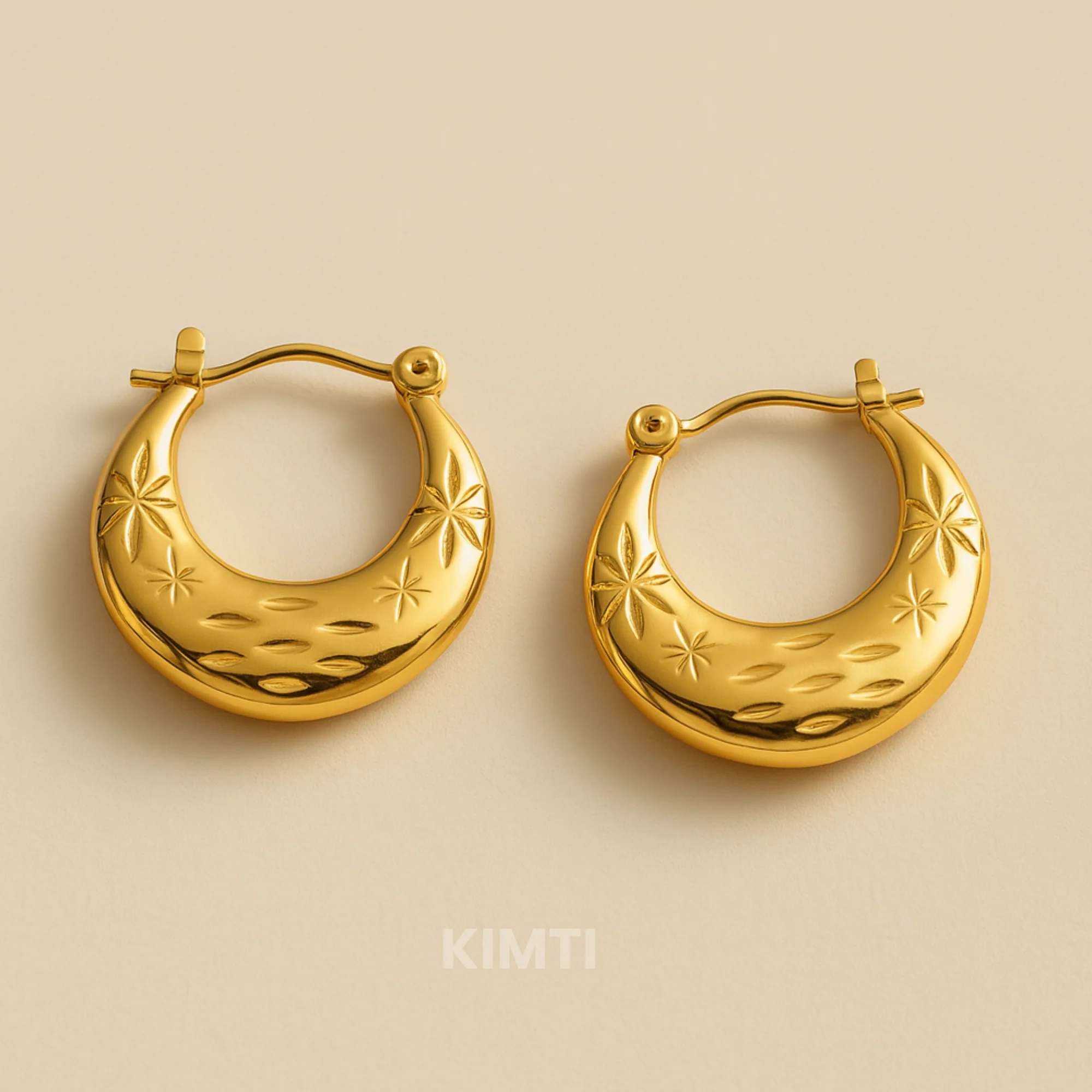 18K Gold Plated Gold Plated Vintage Hoops Anti Tarnish Earring - Image 4