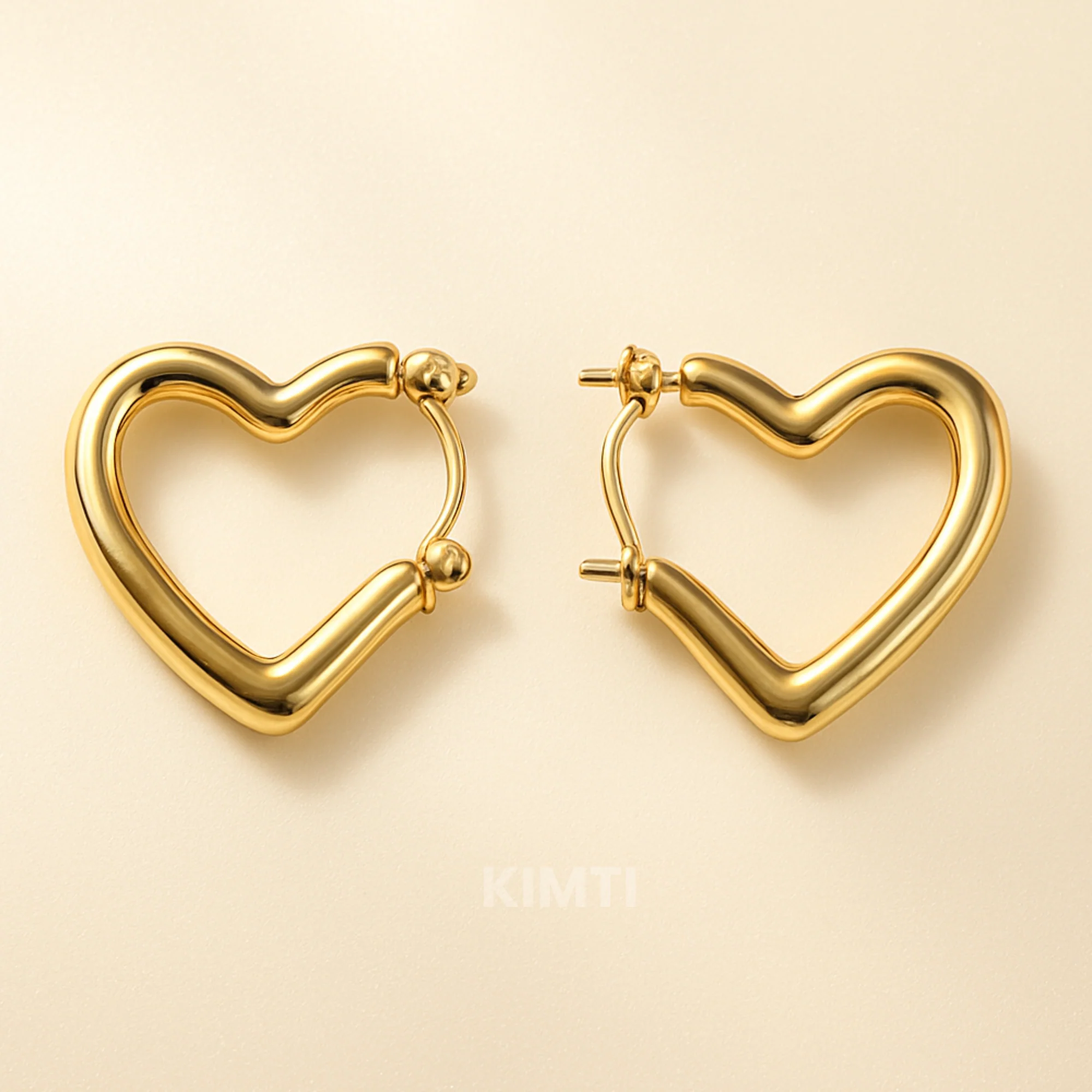 18K Gold Plated Half Heart Hoop Eararing