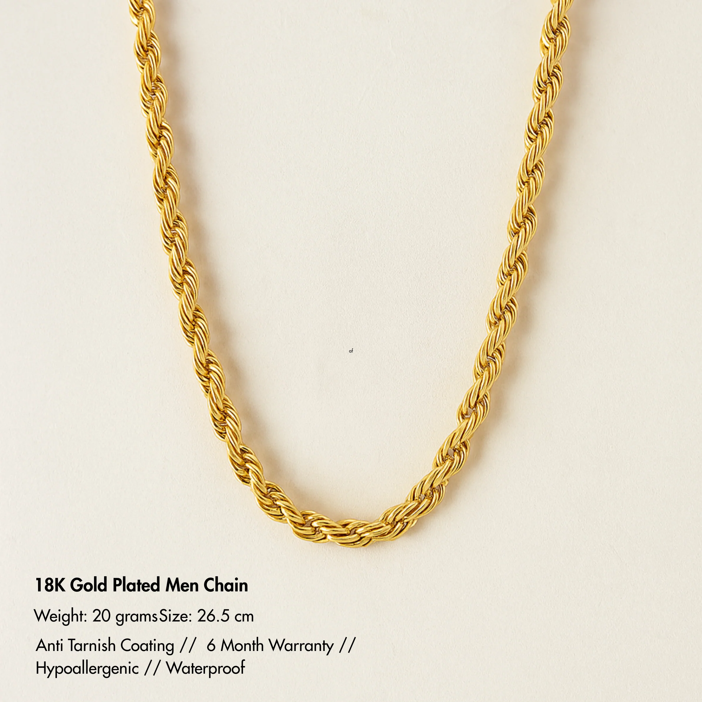 18K Gold Plated Men Anti Tarnish Chain - Image 2