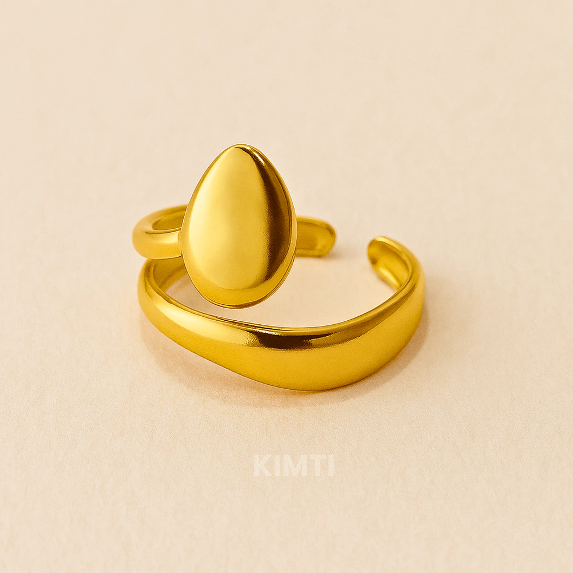 18k Gold Plated Statement Spiral Ring - Image 3