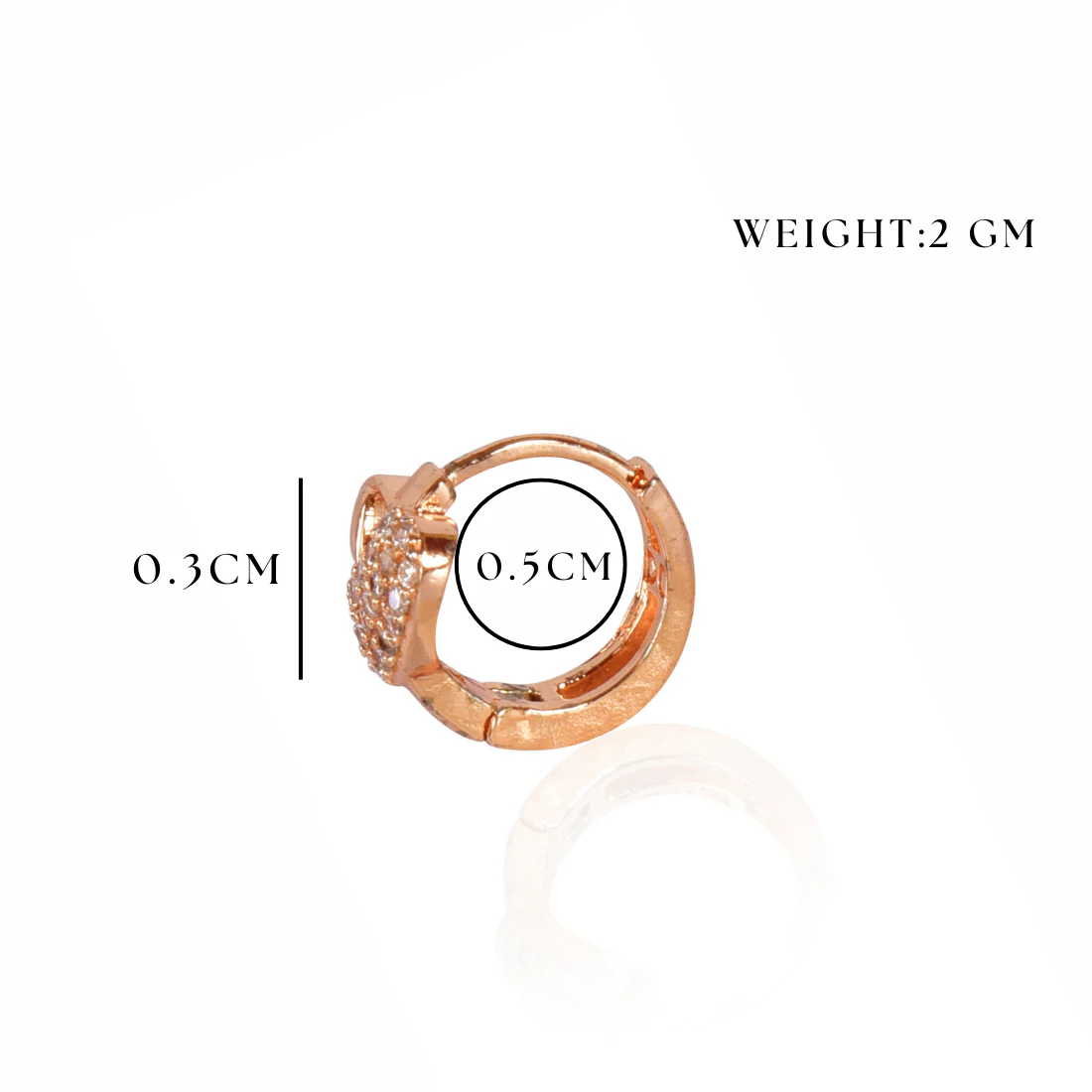 18K Rose Gold Plated Clip On Hoop Earrings, Latest Fancy Stylish Zircon Copper Bali Earrings For Women And Girls (Love) - Image 3