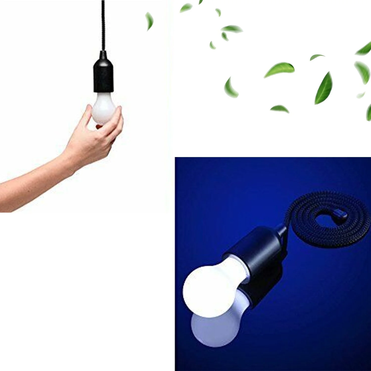 pcs LED Bulbs Pull Cord Light LED Pull Cord Light Hanging LED Bulb Pull Wire Drawstring Light Bulb Black LED Pendant Lights - Image 3