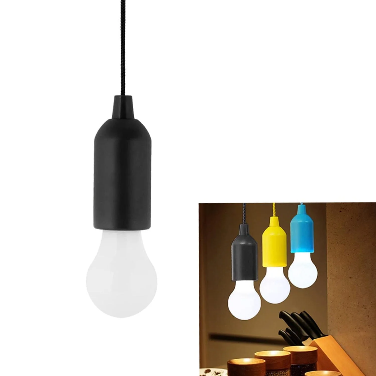 pcs LED Bulbs Pull Cord Light LED Pull Cord Light Hanging LED Bulb Pull Wire Drawstring Light Bulb Black LED Pendant Lights - Image 5