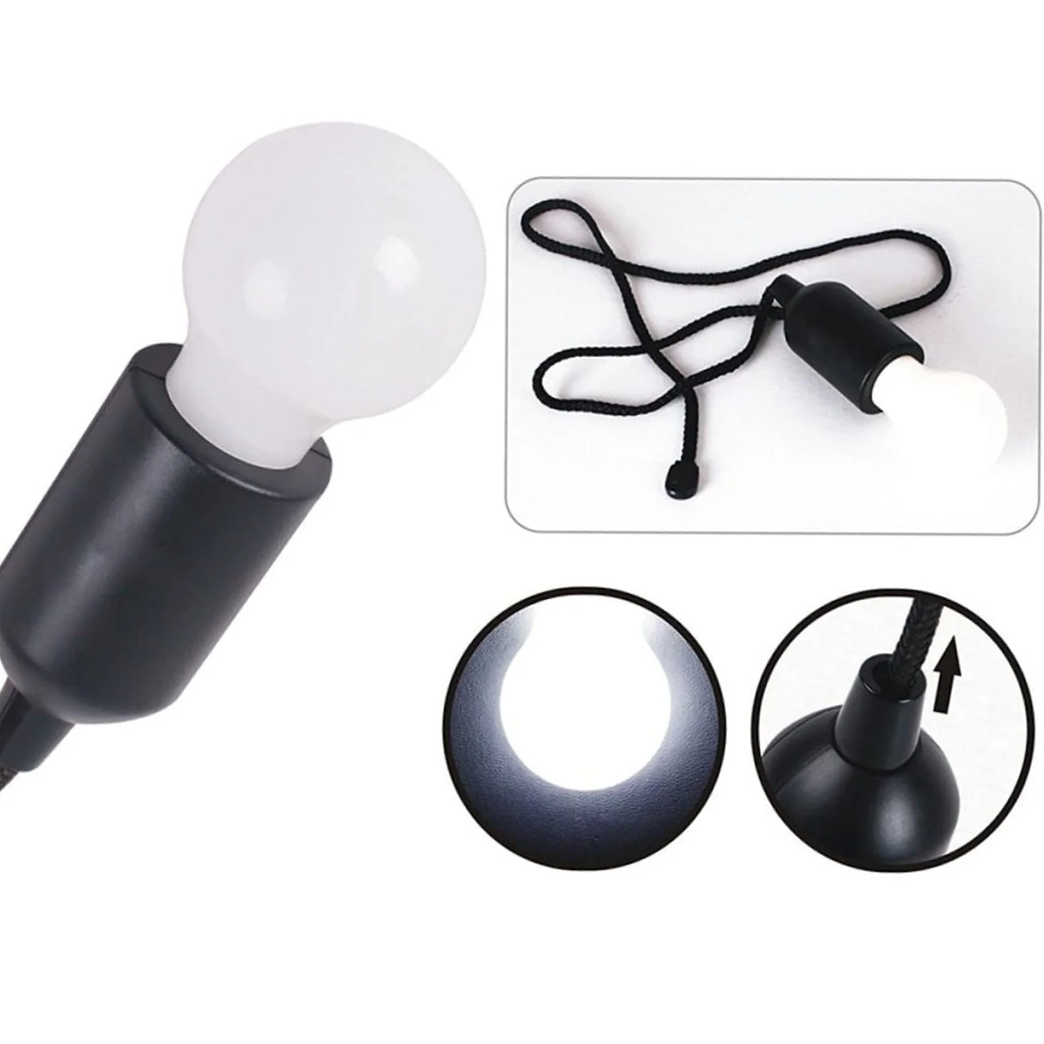 pcs LED Bulbs Pull Cord Light LED Pull Cord Light Hanging LED Bulb Pull Wire Drawstring Light Bulb Black LED Pendant Lights - Image 7