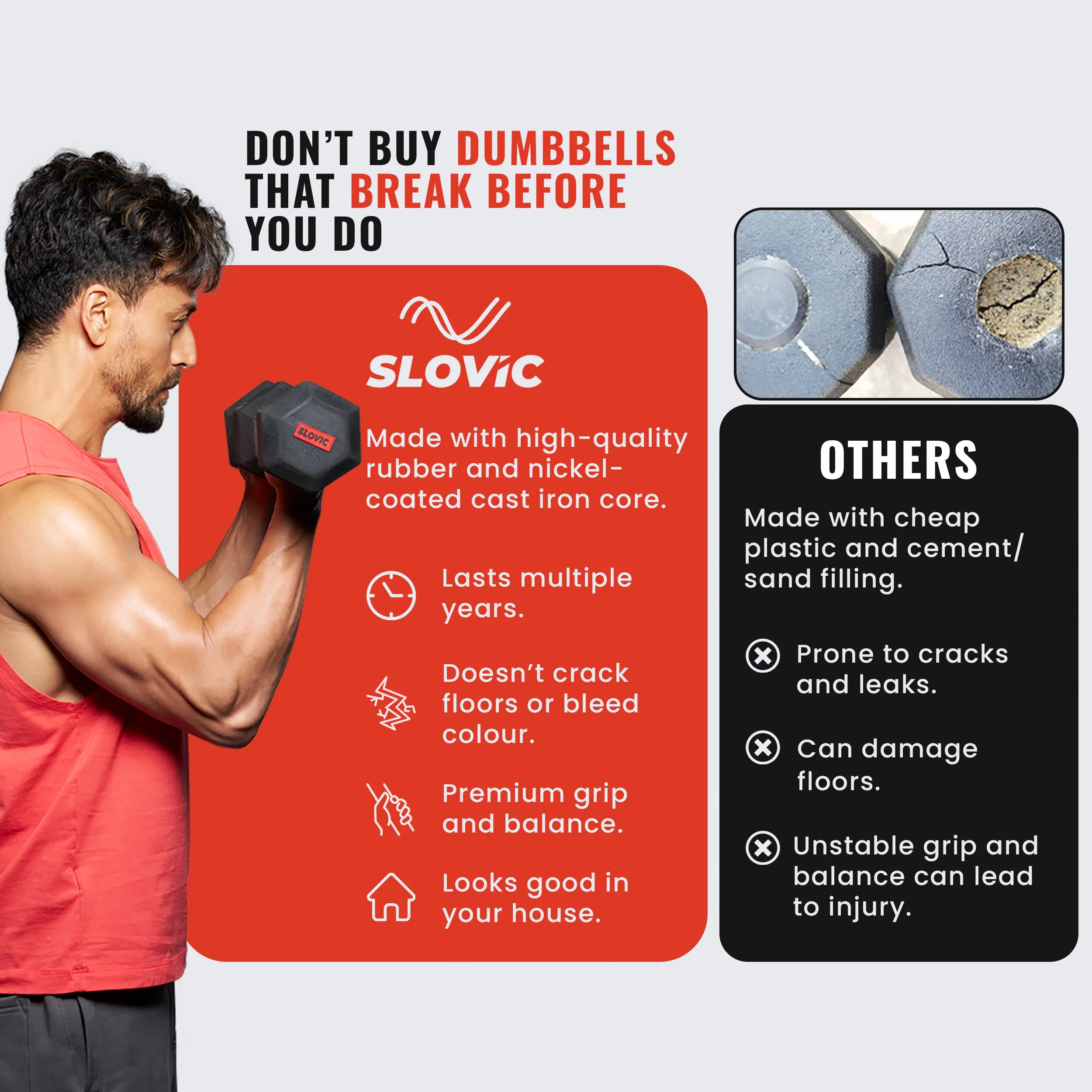 2.5 kg Hexa Rubber Dumbbells (Pair) | Anti-Slip Grip - Image 3