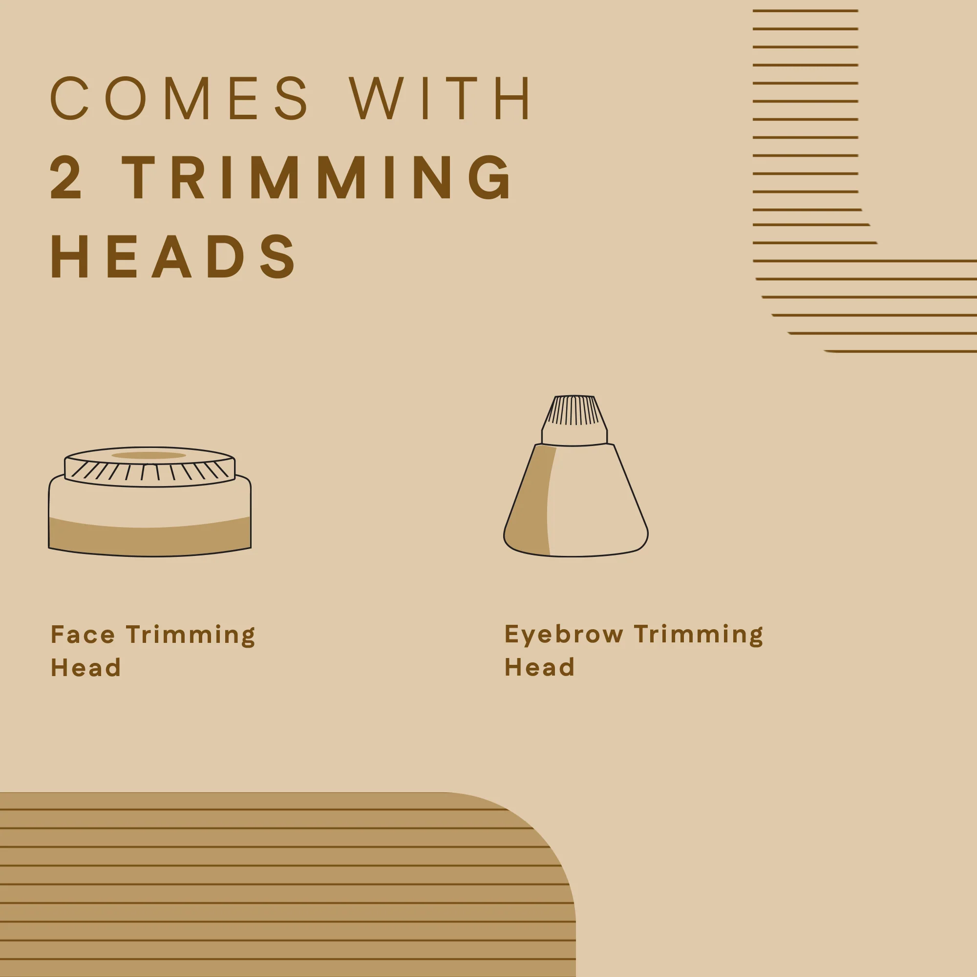2 In 1 Face & Eyebrow Trimmer + 1 Each Extra Trimming Head - Image 4