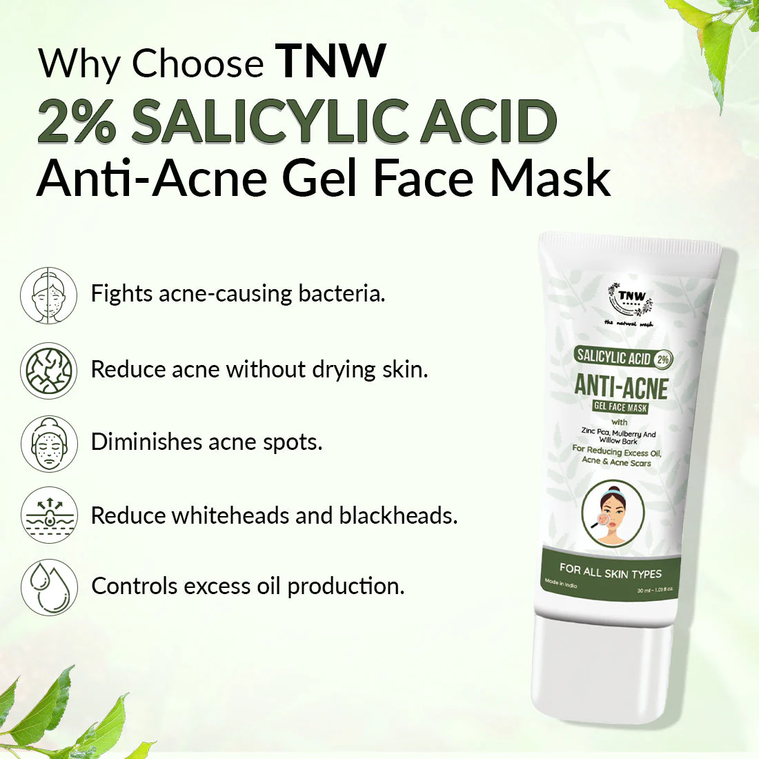 2% Salicylic Acid Anti-acne Gel Face Mask for Spot-free Skin (SC) - Image 3
