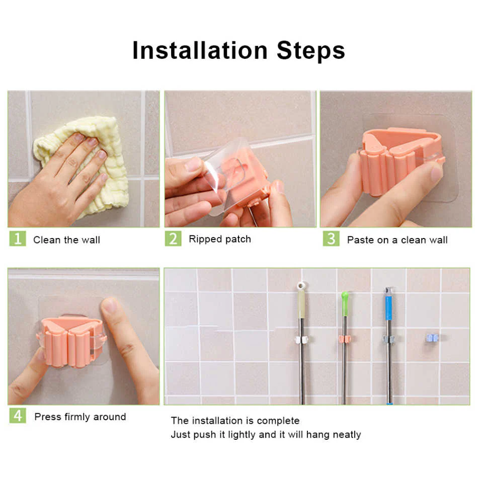Magic Sticker Series Self Adhesive Mop and Broom Holder - Image 7