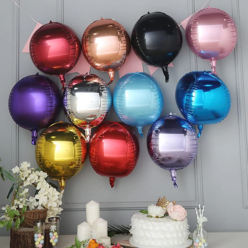 22 Inch Black Color 4D Round Aluminum Foil Balloon - Image 4