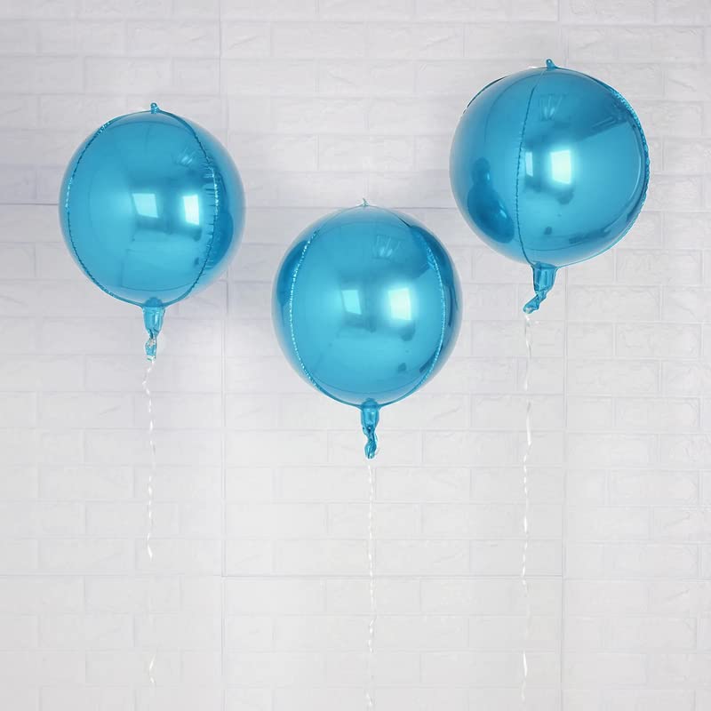 22 Inch Blue Color 4D Round Aluminum Foil Balloon - Image 2