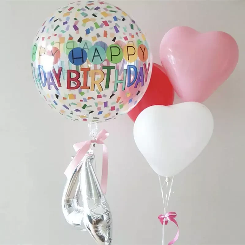 22 Inch Color Confetti Printing Transparent Birthday Balloon (Pack of 1) - Image 3