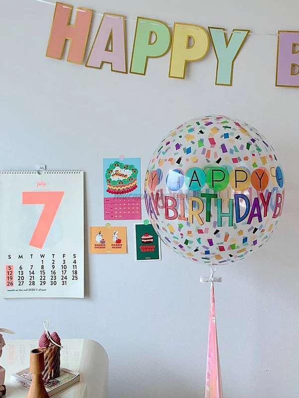 22 Inch Color Confetti Printing Transparent Birthday Balloon (Pack of 1) - Image 5