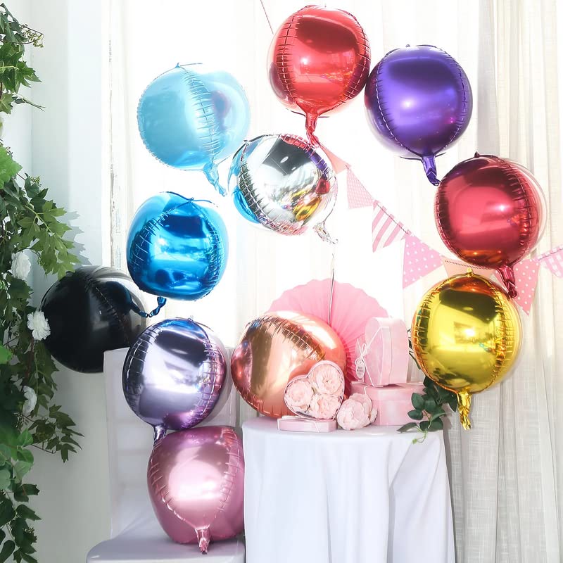 22 Inch Combo Pack of 4D Round Aluminum Foil Balloons (Pack of 8) - Image 2