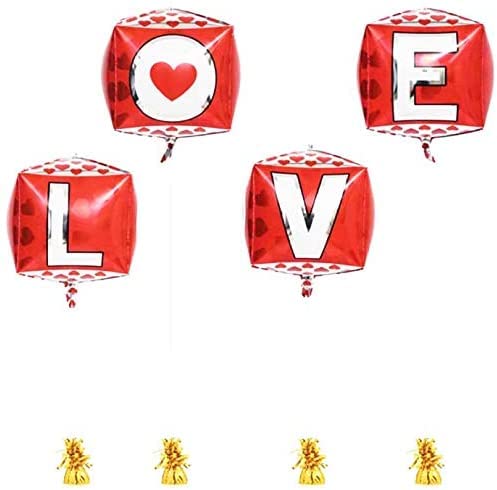 22 Inch Multicolor 4D Love Square Six-Sided Balloon - Image 3