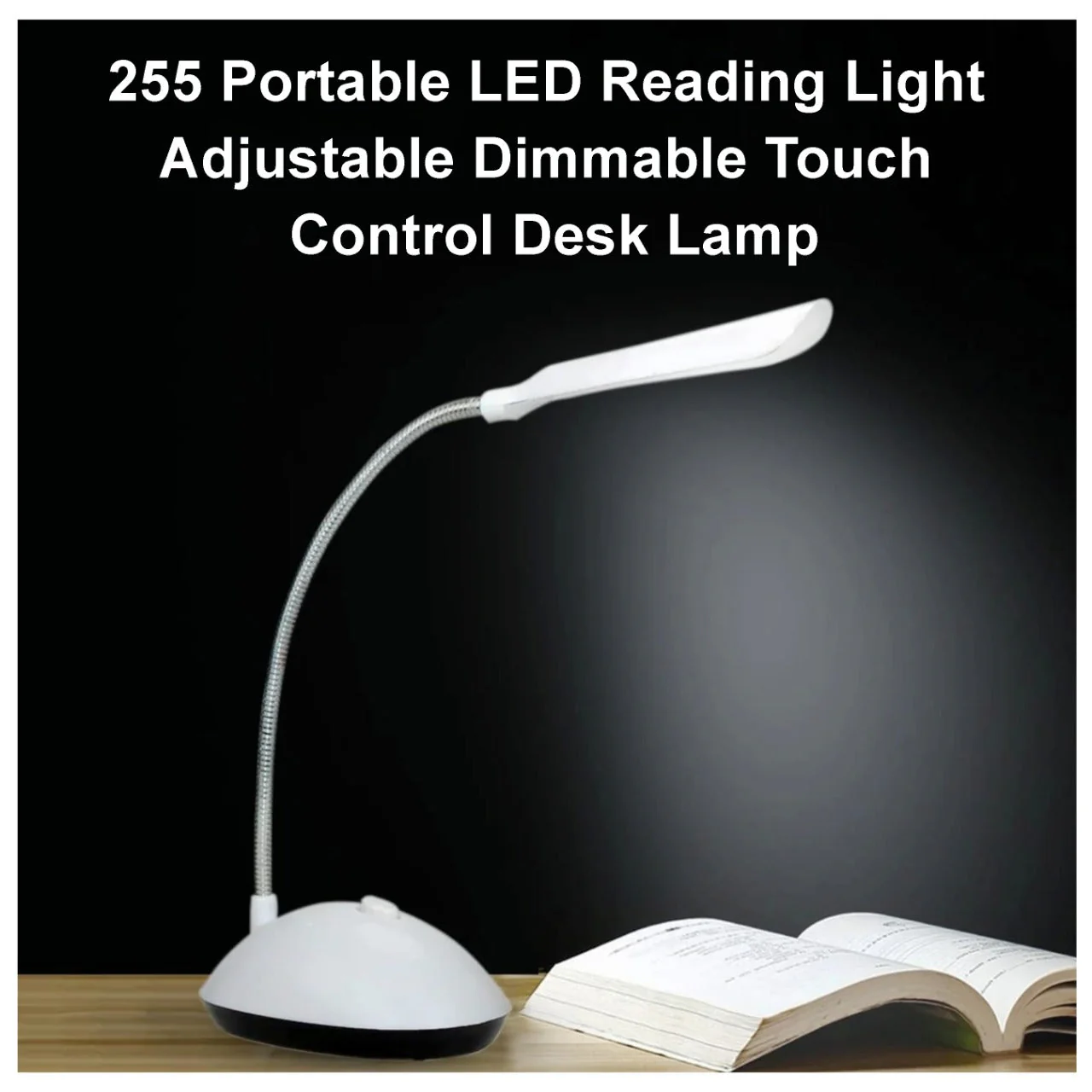 255 Portable LED Reading Light Adjustable Dimmable Touch Control Desk Lamp - Image 3