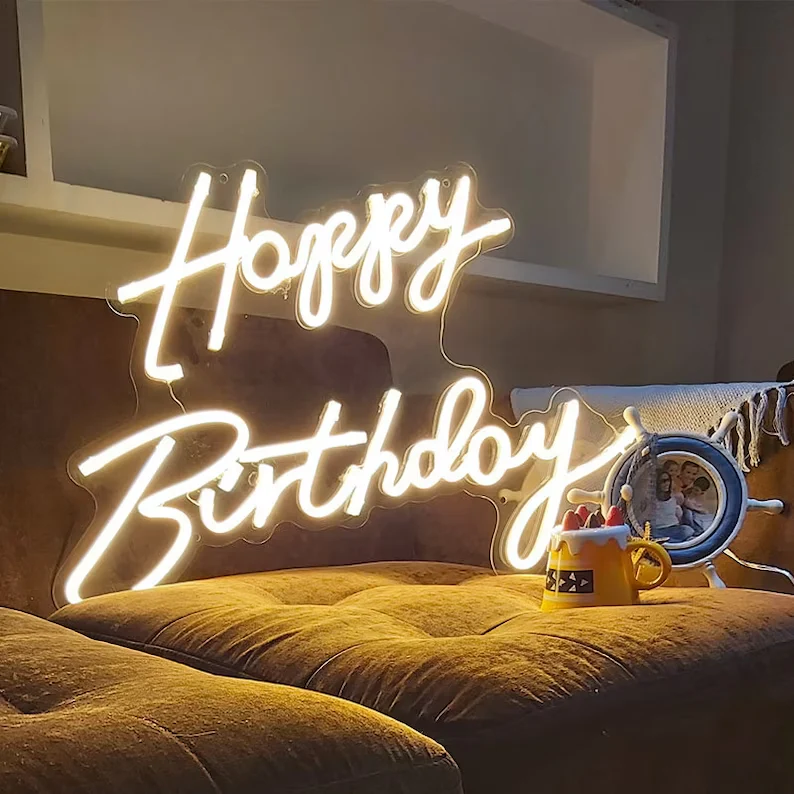 27 Inch Happy Birthday Led Neon Light Sign (Warm White)(Pack of 1) - Image 2