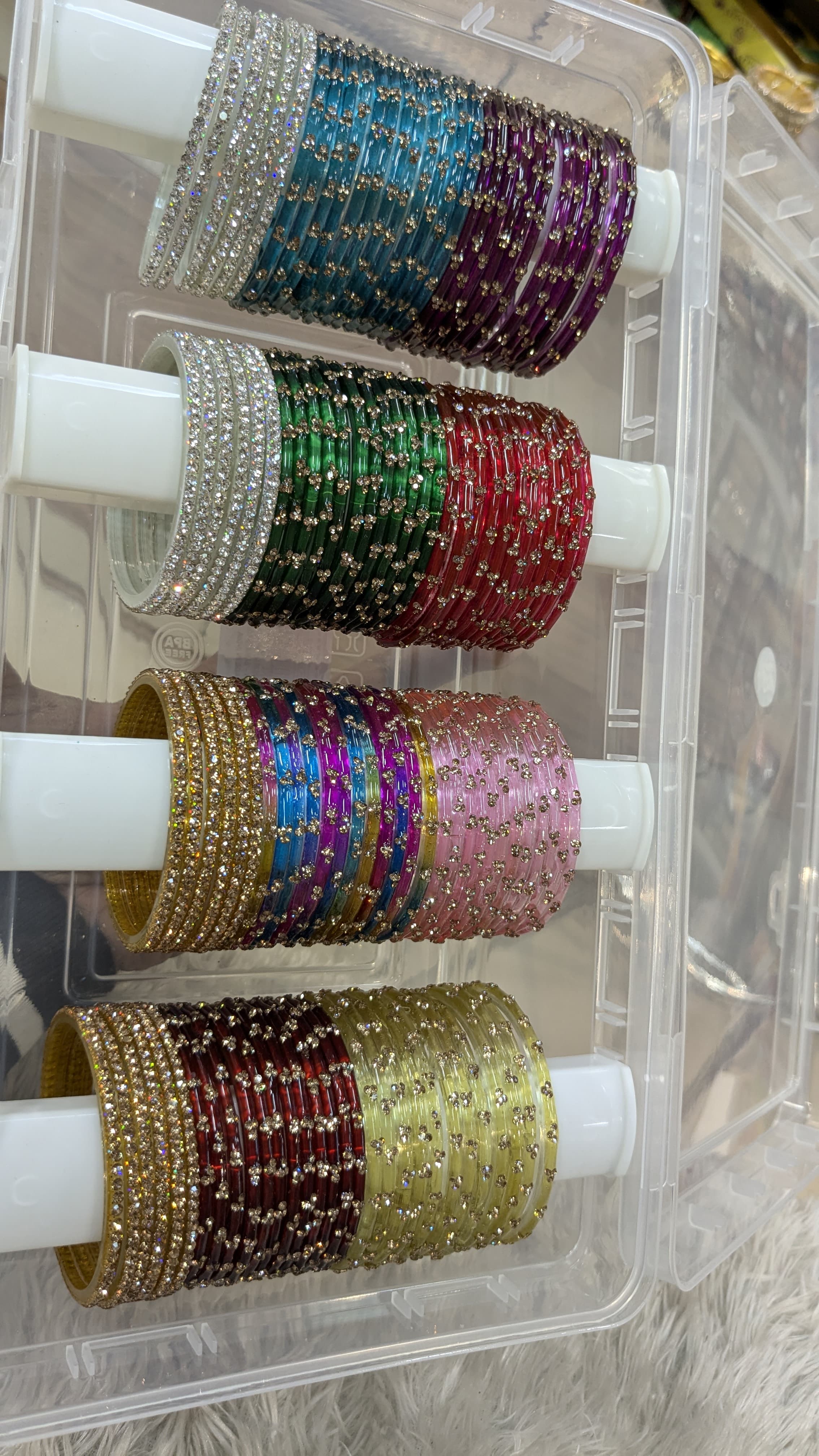 3 drop glass bangles with organiser - Image 2