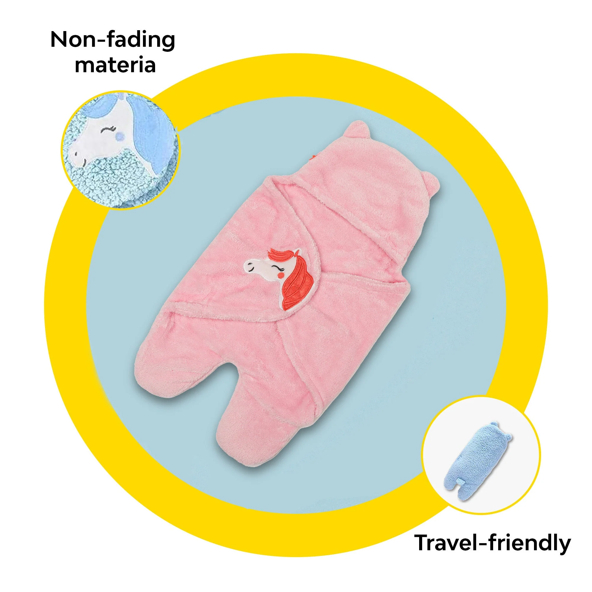 3-In-1 Fleece Unicorn Hooded Wrap With Velcro Lock | Set Of 2 - Image 10