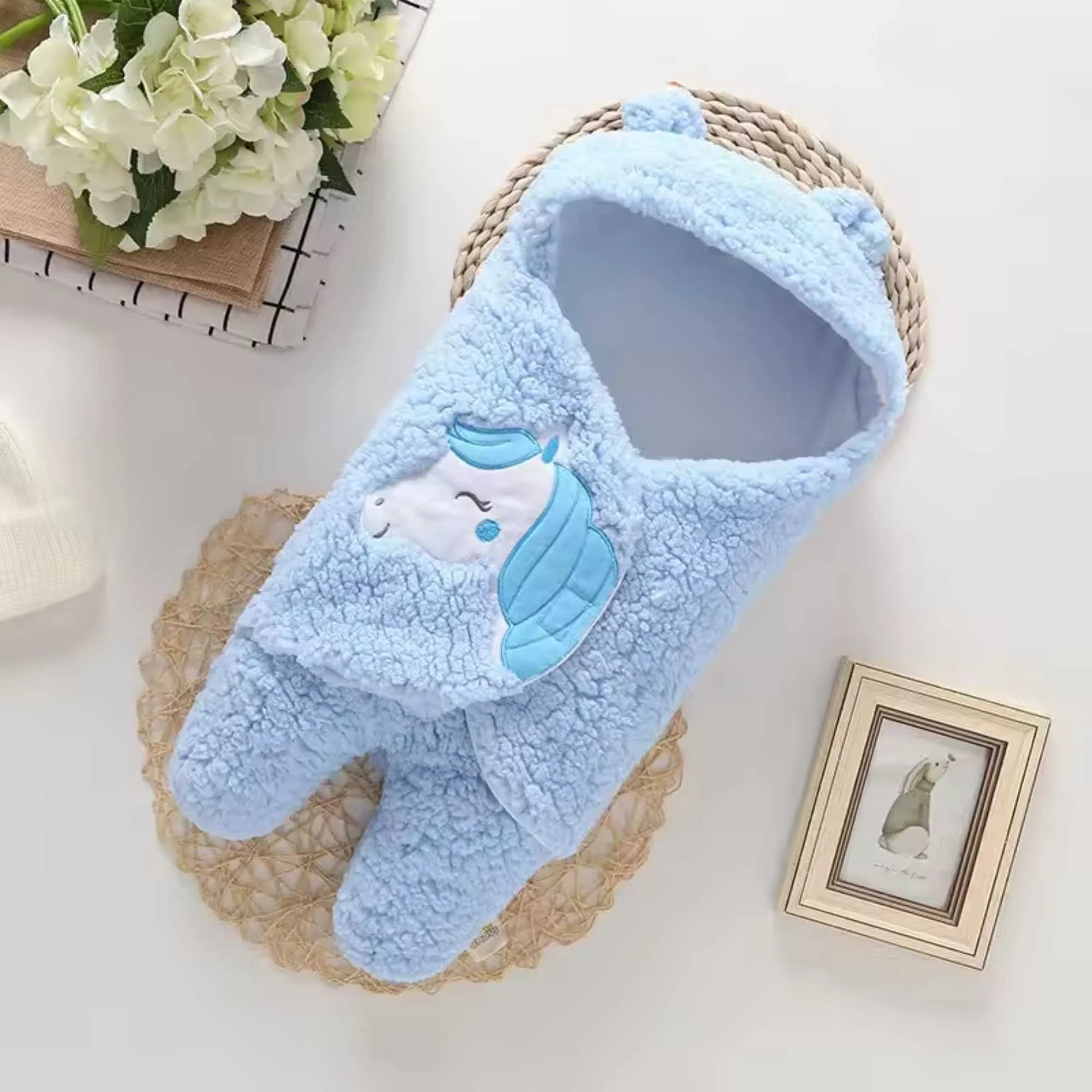 3-In-1 Fleece Unicorn Hooded Wrap With Velcro Lock | Set Of 2 - Image 2
