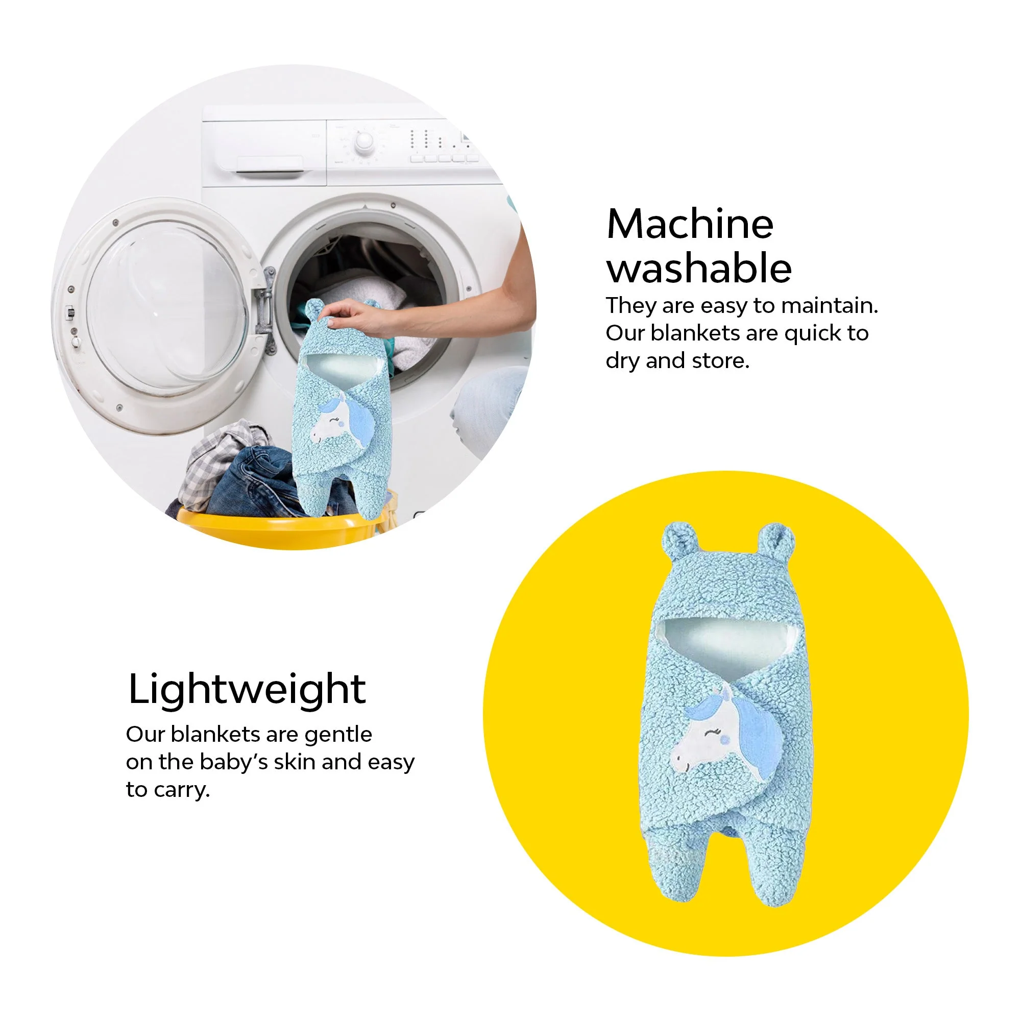 3-In-1 Fleece Unicorn Hooded Wrap With Velcro Lock | Set Of 2 - Image 9