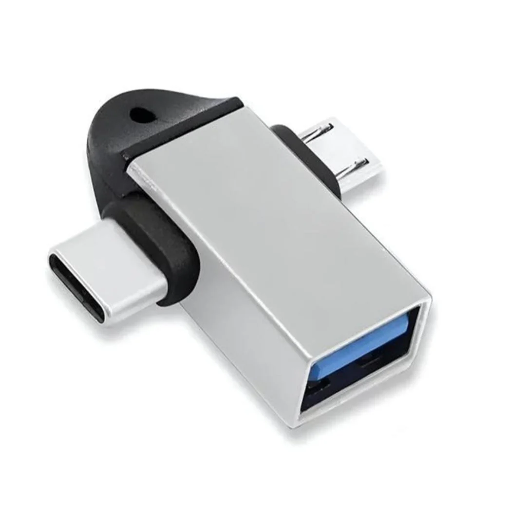 3 in 1 Metal OTG Adapter Type C & Micro USB To USB A - Duo Link