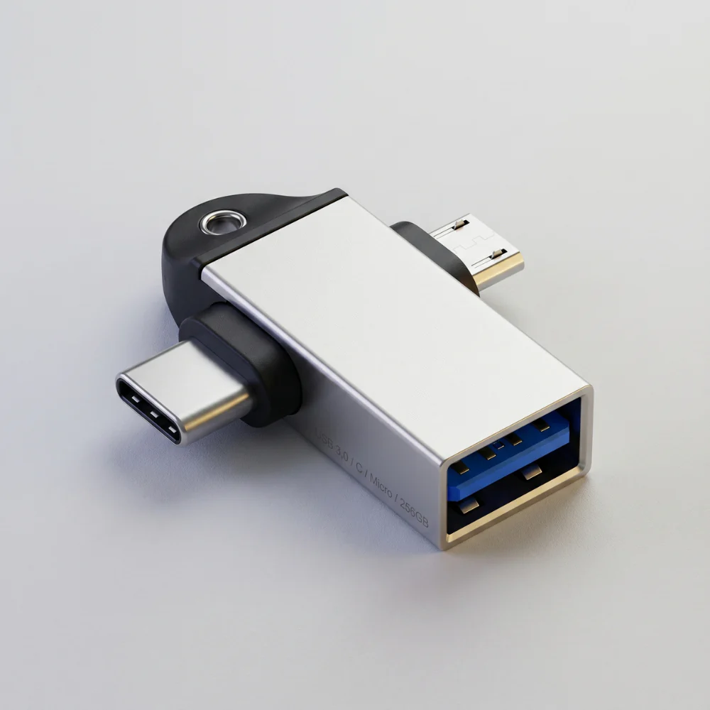 3 in 1 Metal OTG Adapter Type C & Micro USB To USB A - Duo Link - Image 4
