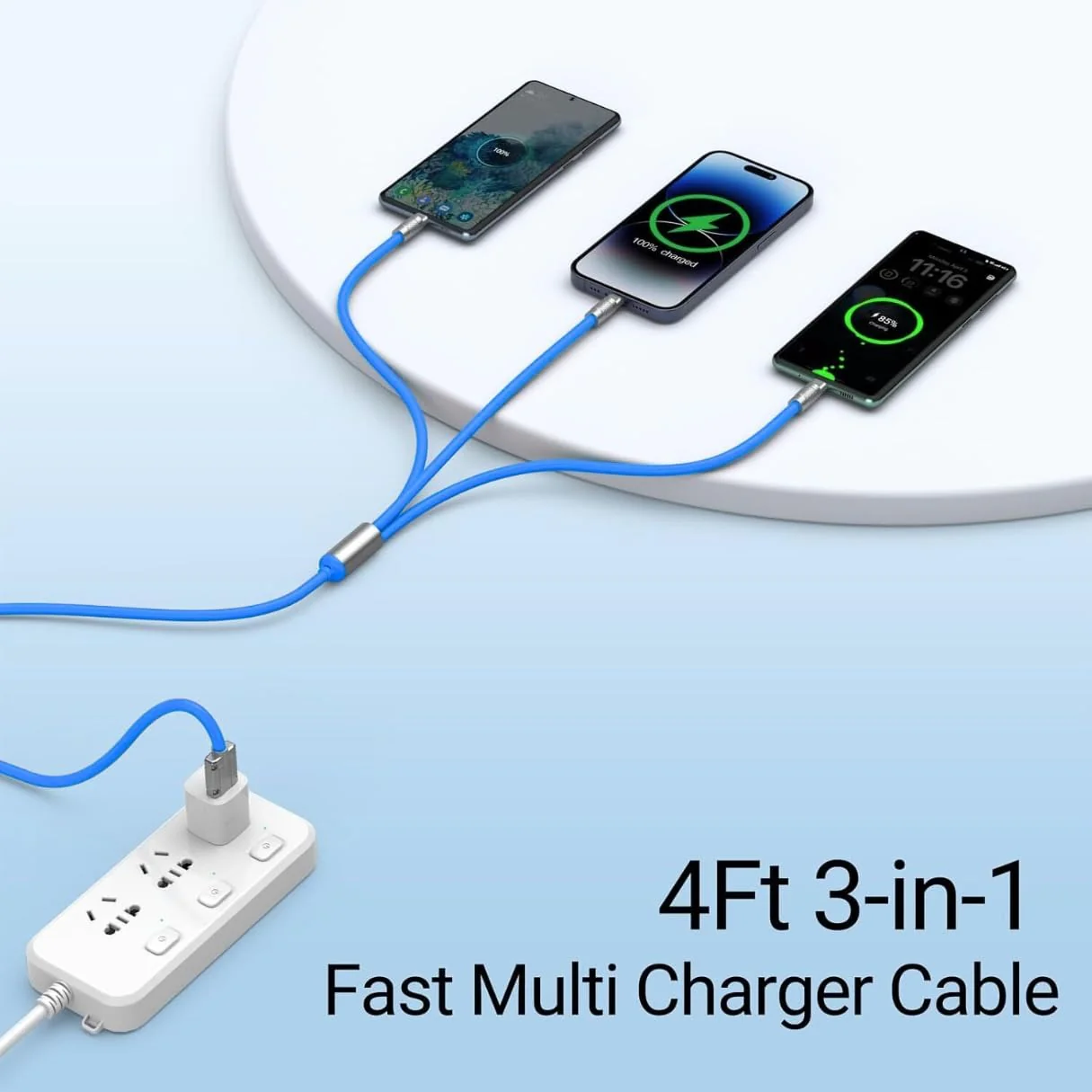 3 in 1 Multipin 120W Fast Charging Cable With Type-C Lightning Micro - Triglo - Image 7