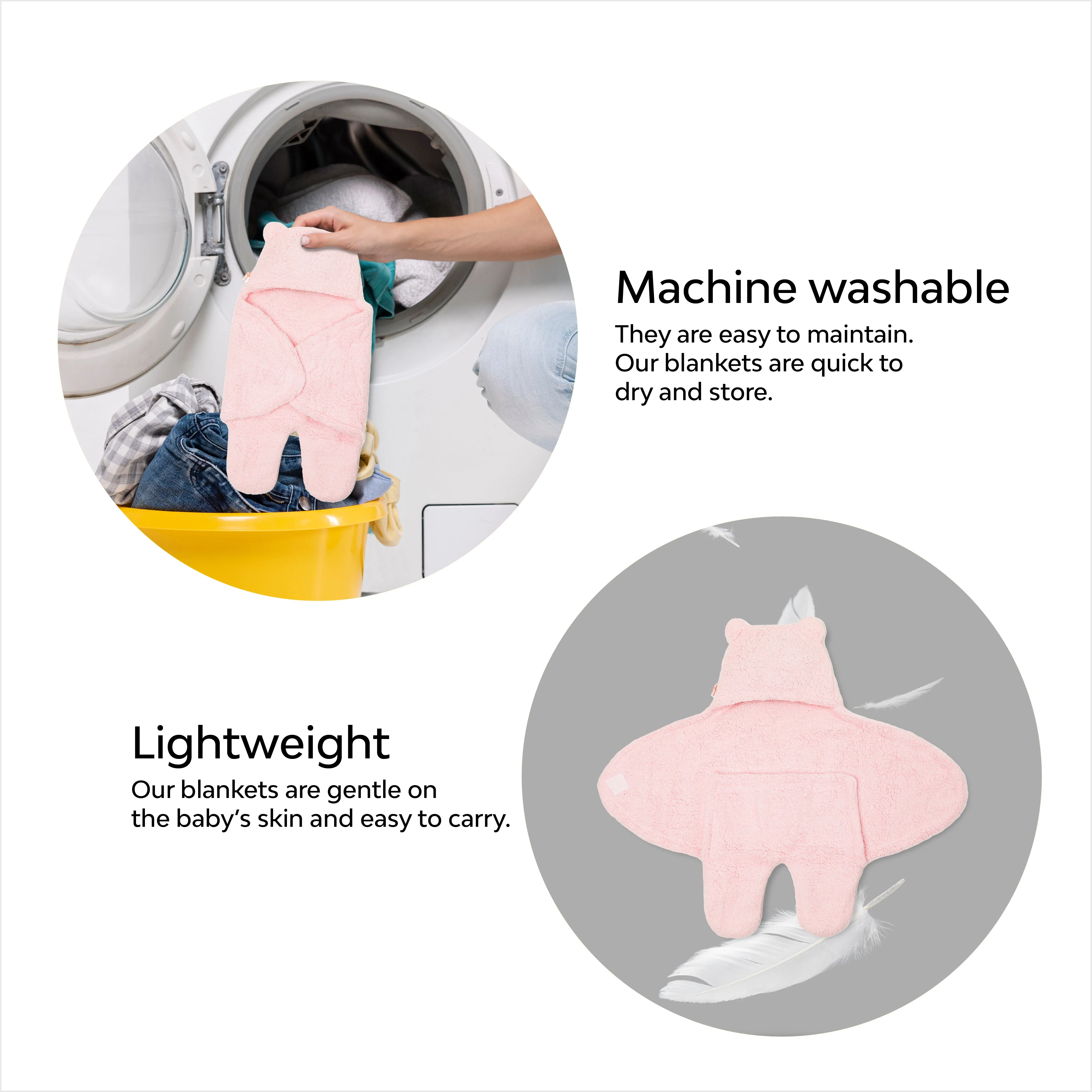 3-In-1 Plain Hooded Baby Blanket Wrapper With Velcro Lock - Image 7