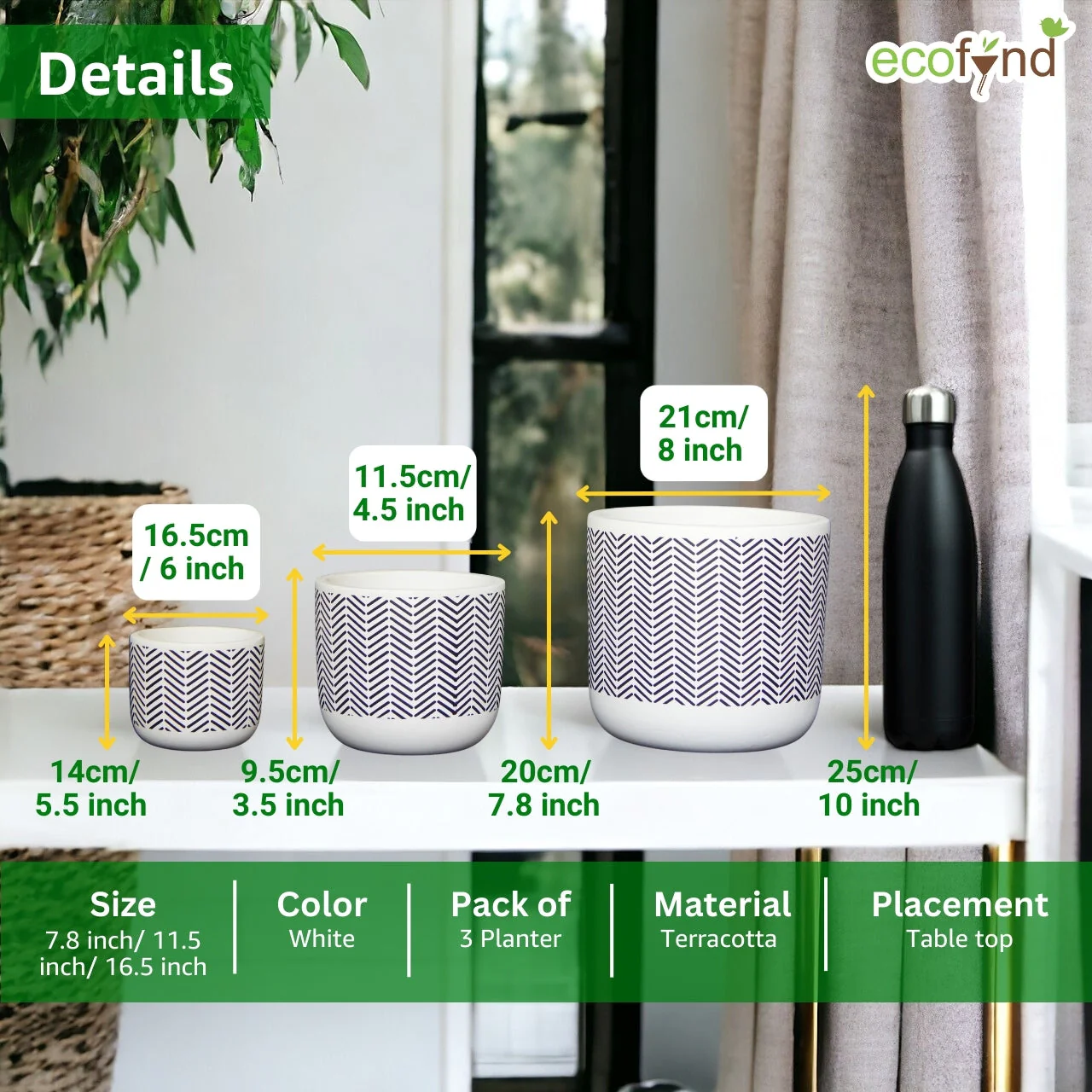 3 Pack Terracotta Pots for Plants - Image 3