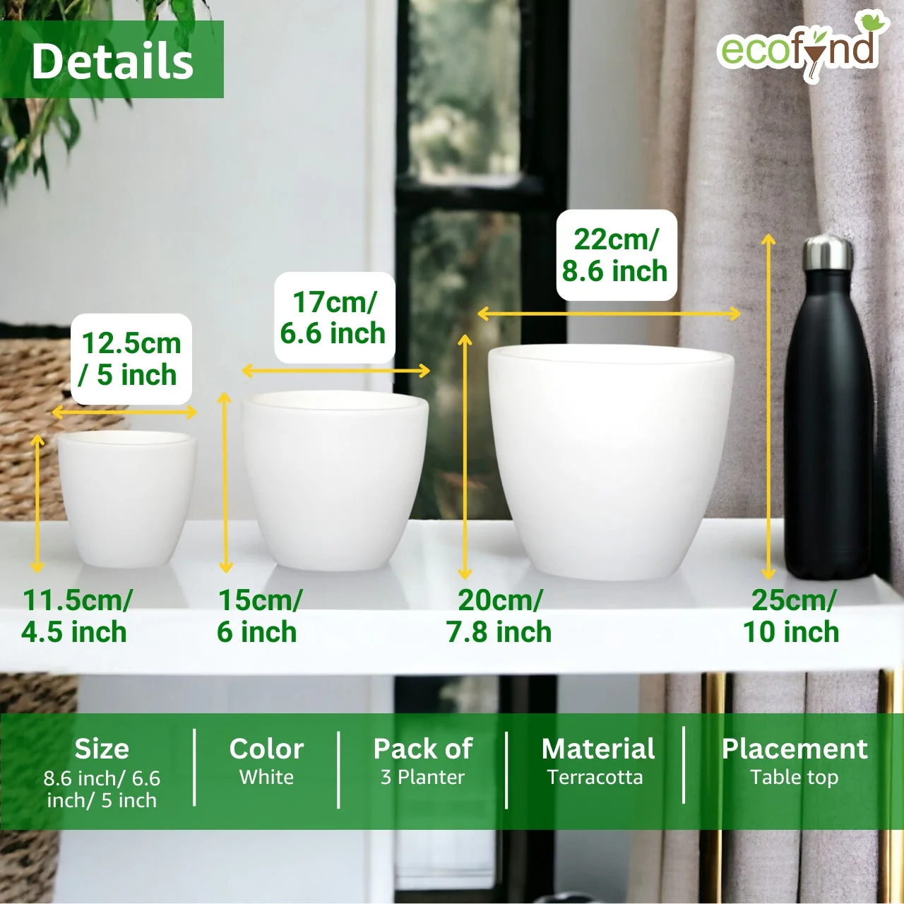 3 Pack Terracotta Pots for Plants - Image 3