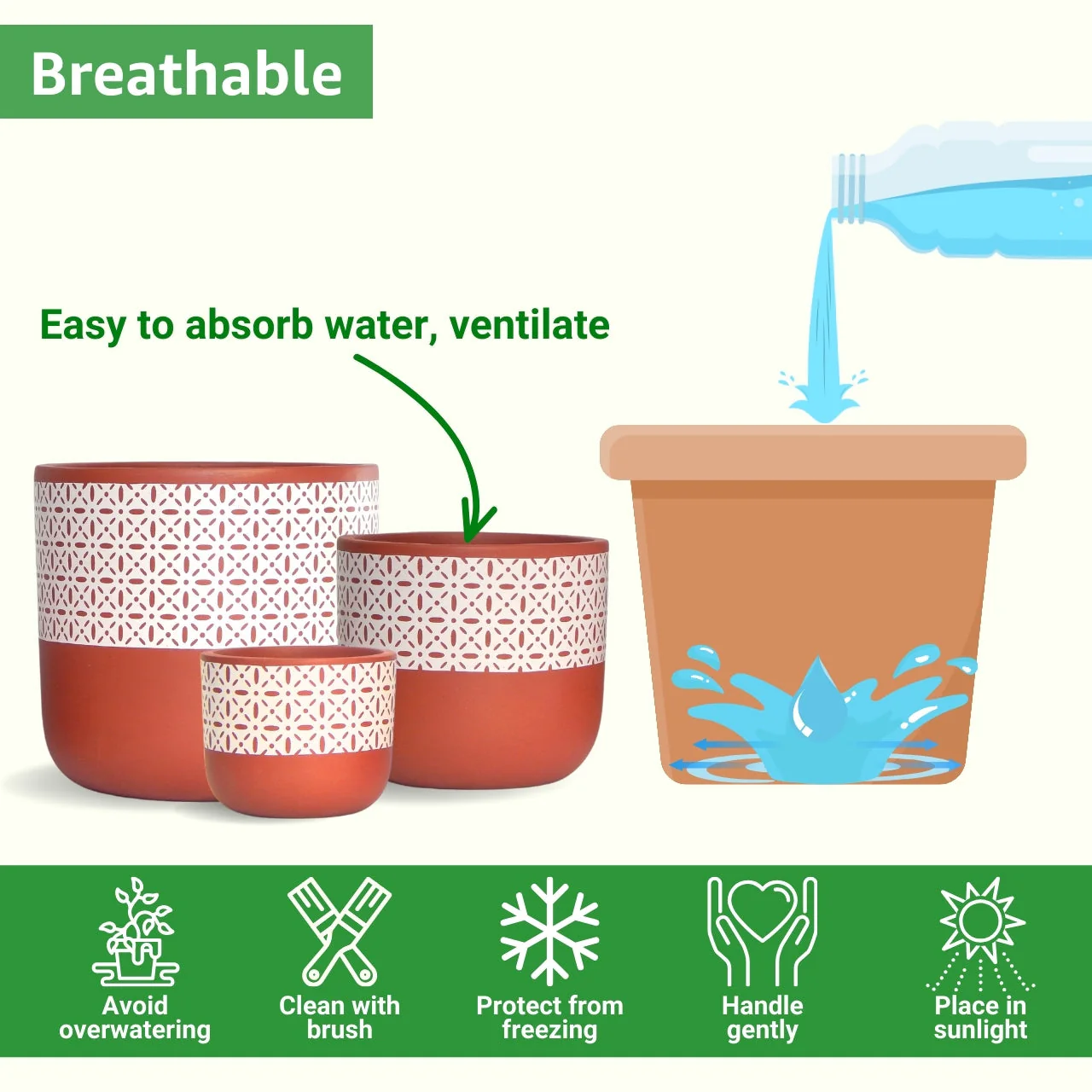 3 Pack Terracotta Pots for Plants - Image 5