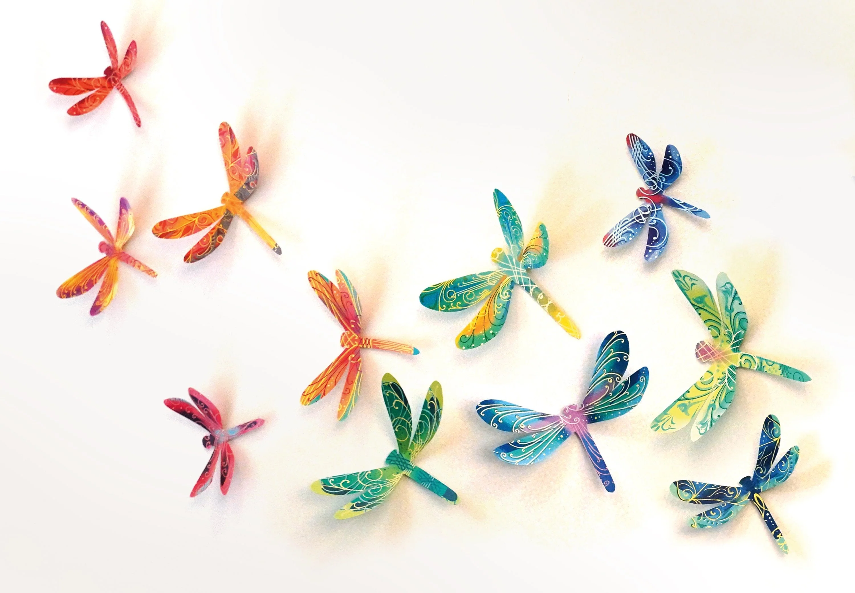 3 packs of 24 Decorative Paper Dragonflies = 72 Dragonflies - Image 2