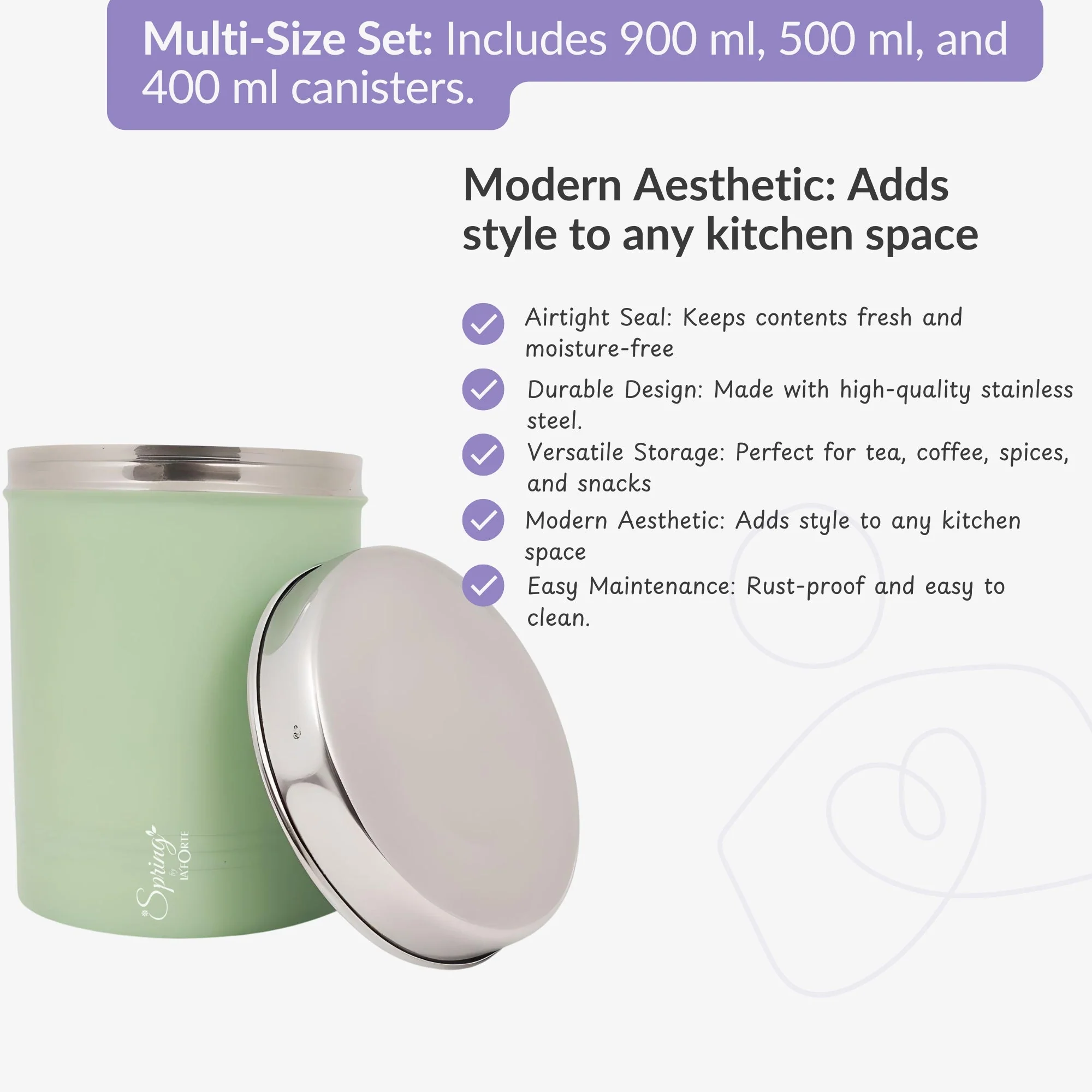 3-Piece Premium Kitchen Canister Set | Airtight Storage for Tea, Coffee, Spices & More - Image 6