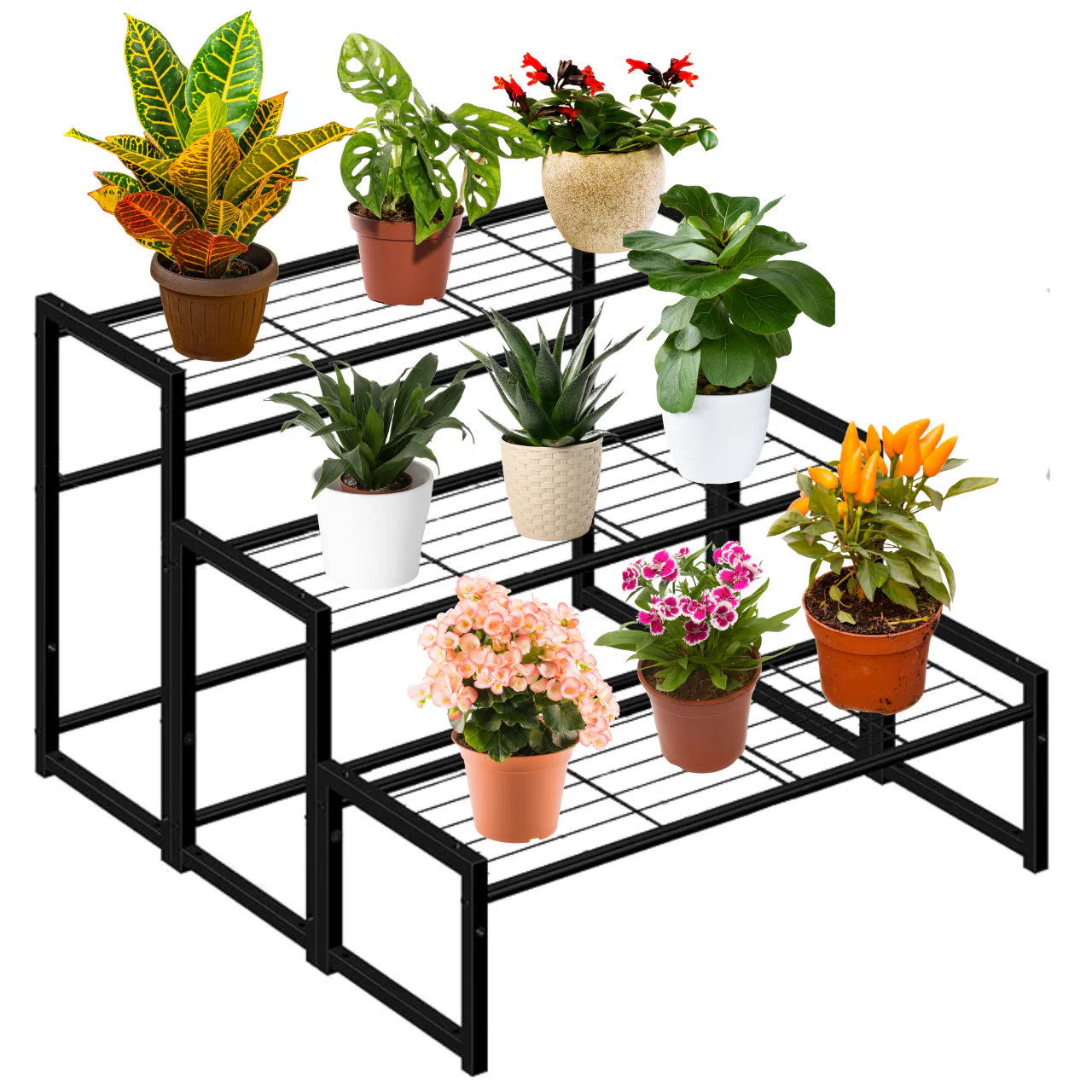 3-Tier Black Metal Plant Stand for Balcony & Home – Ecofynd Ryder - Image 5