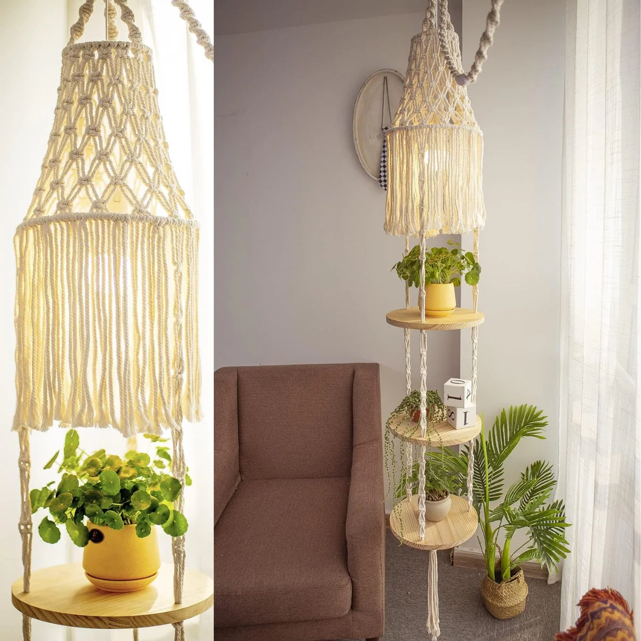 3 Tier Plant Hanger with Cotton Chandelier - Image 2