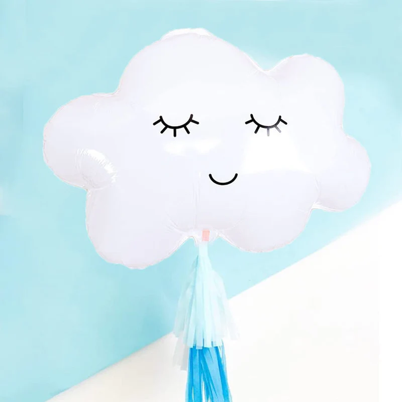 30 Inch Cute Sleepy Face Cloud Shape Foil Balloon (White)(Pack of 1) - Image 3