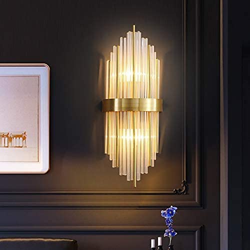 30W Led Tube Glass Crystal Gold Metal Wall Light - Image 5