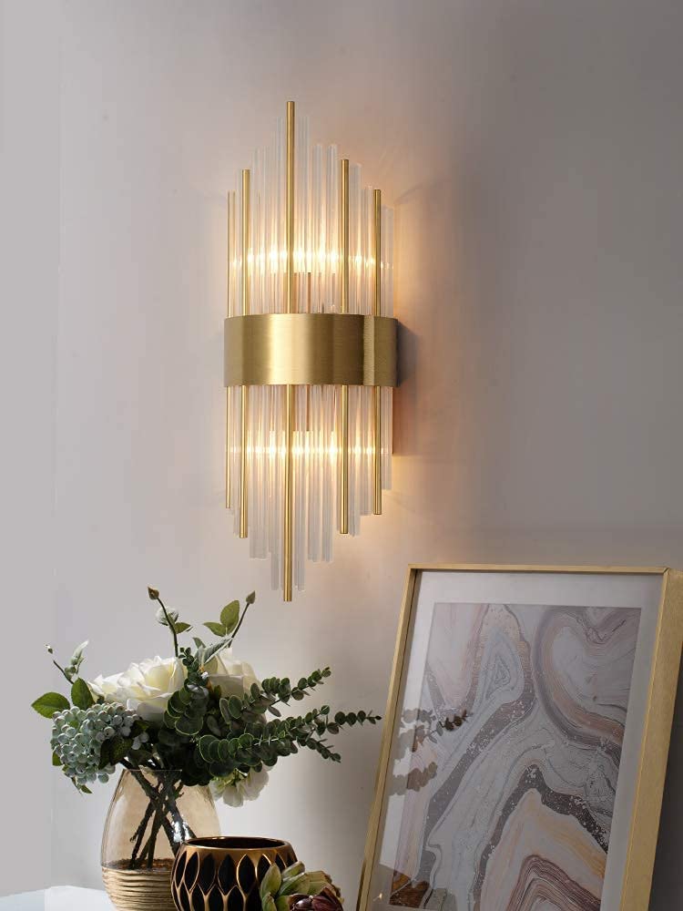 30W Led Tube Glass Crystal Gold Metal Wall Light - Image 6