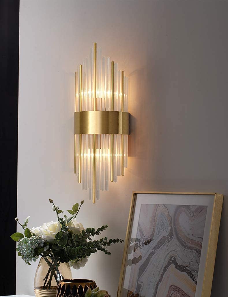 30W Led Tube Glass Crystal Gold Metal Wall Light - Image 8